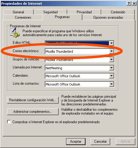 Captura de pantalla del cuadro de dialogo de configuración